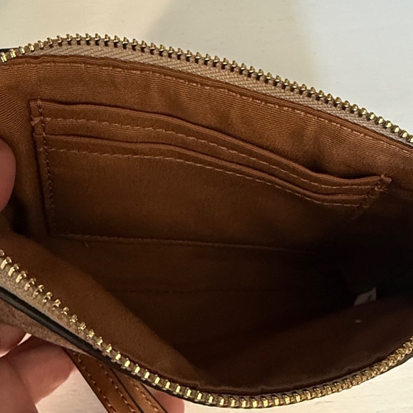 COACH Wristlet in Beige and Brown Leather Signature Logo - Picture 7 of 10